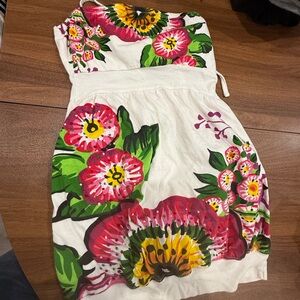 Desigual Floral Mini Dress - White, Pink, Green